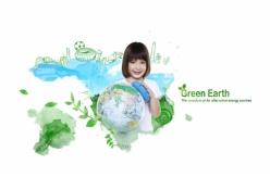 人物生活-绿色地球创意海报设计