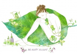 人物生活-树叶上的女人插画PSD设计