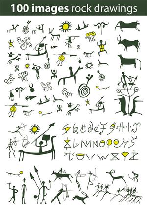 矢量传统图案-古埃及符号文字矢量设计