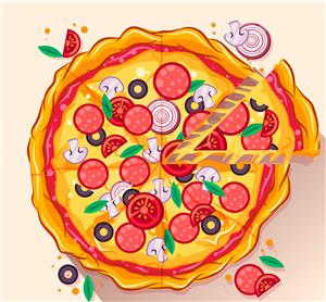 矢量食物-美味切好的披萨矢量素材