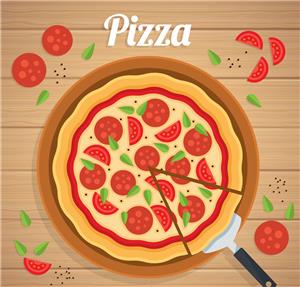 矢量食物-美味香肠披萨矢量素材