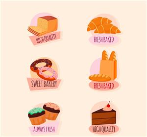 矢量食物-美味甜点标签矢量素材