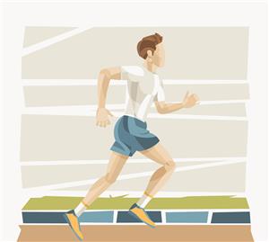 矢量运动-彩绘跑步健身的男子矢量
