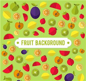 矢量食品果蔬-扁平化水果无缝背景矢量图