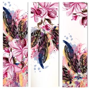 矢量动植物-彩绘木兰花和羽毛矢量素材