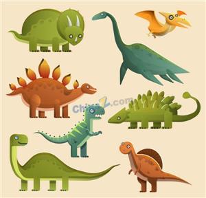矢量动植物-卡通恐龙系列套图矢量