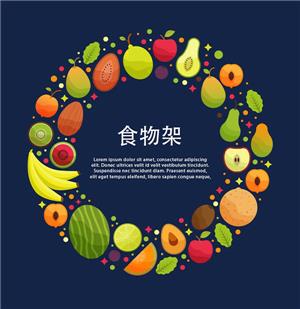 矢量食品果蔬-新鲜水果矢量边框设计
