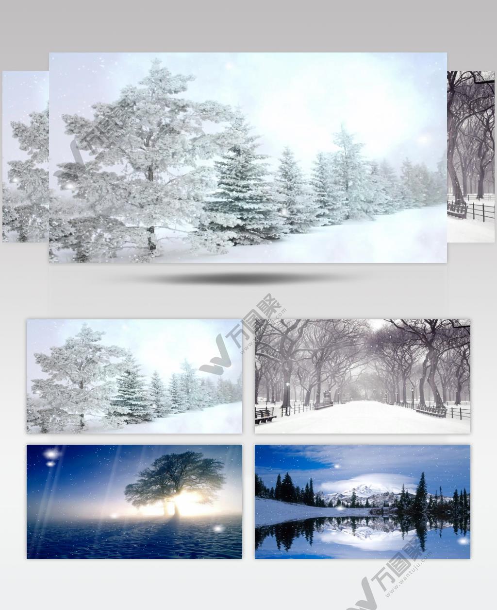 A100-冬天雪地雪景飘雪森林(有音乐) 视频动态背景 虚拟背景视频
