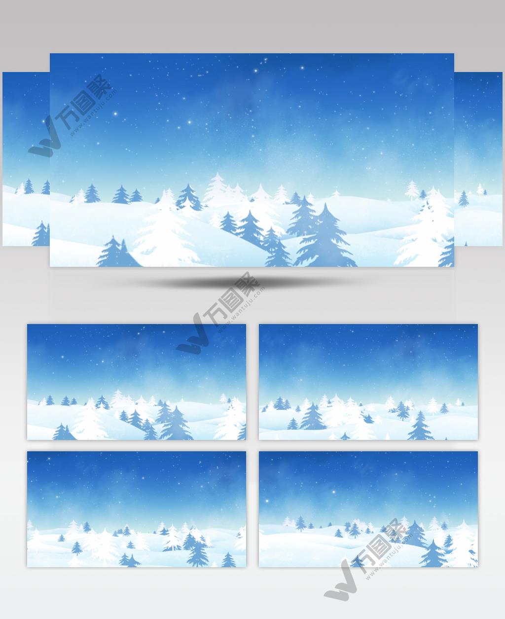 YM1546冬季雪景下雪松树 冰雪世界 视频动态背景 虚拟背景视频