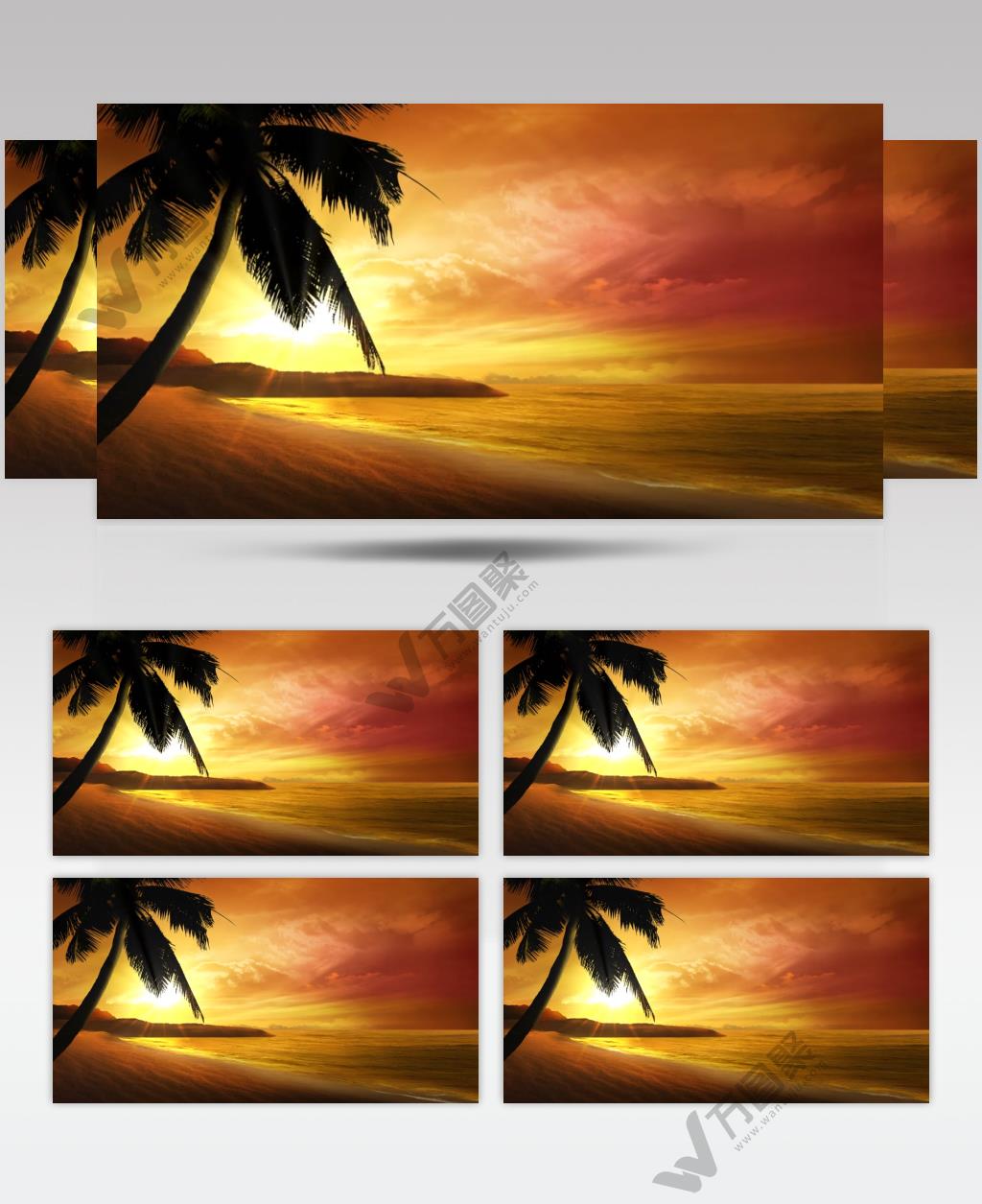 沙滩椰树 款A19113夕阳海滩椰树无音乐_batch led视频背景下载