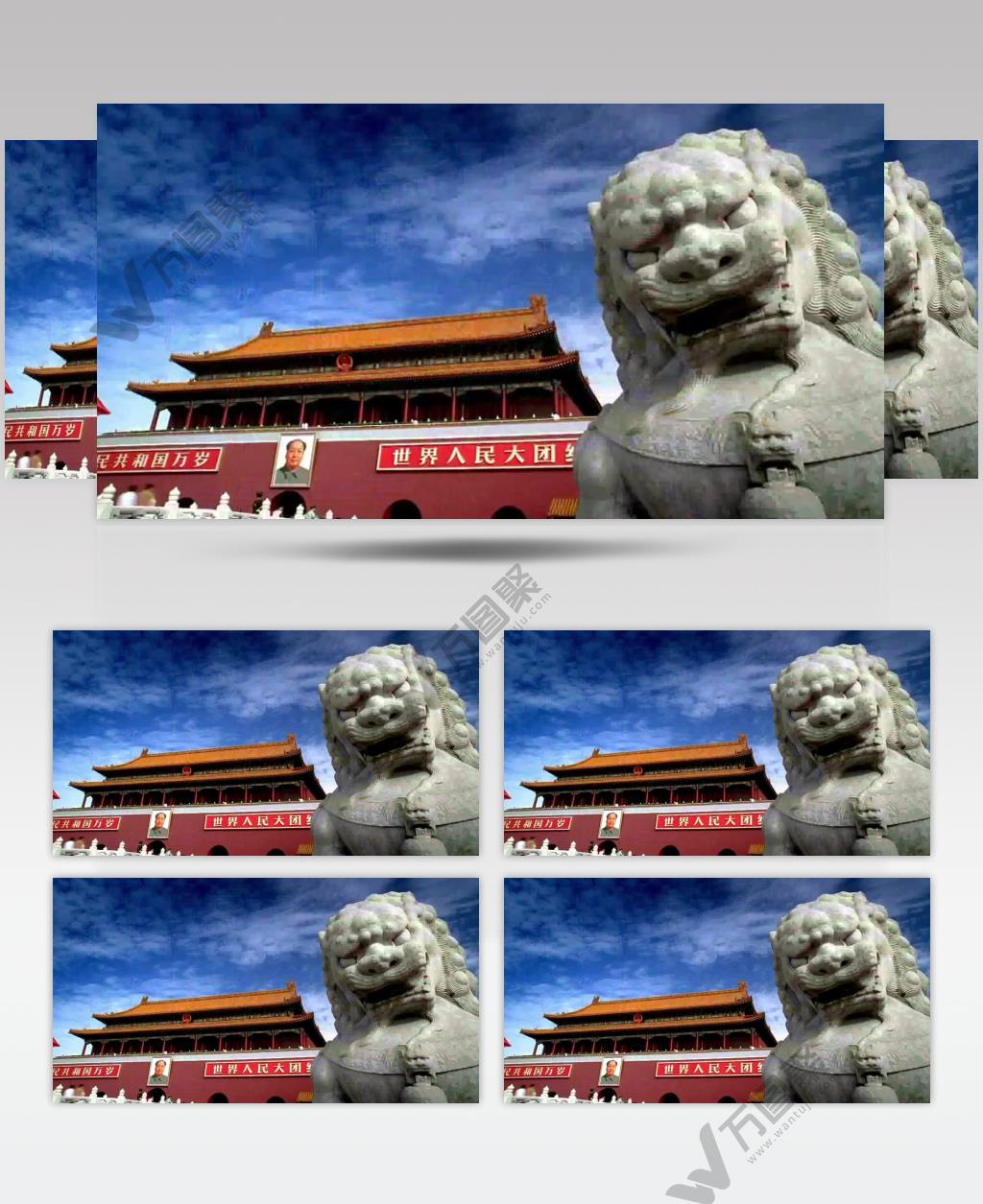 天安门和大石狮子中国名胜风景标志性景点高清视频素材