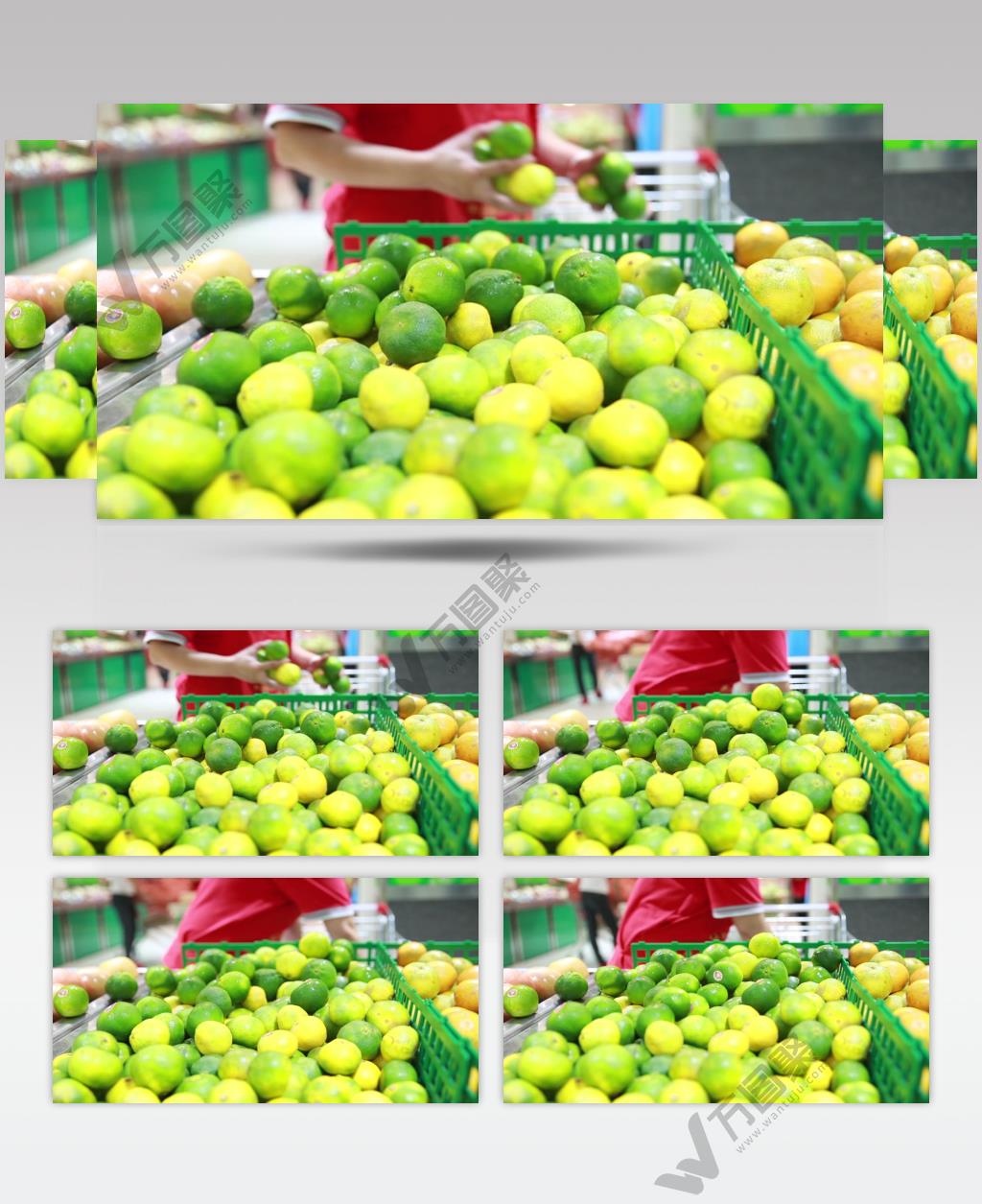 超市商场购物 家庭主妇市民生蔬菜活市场买东西 实拍高清视频素材SP049超市售卖员摆水果002