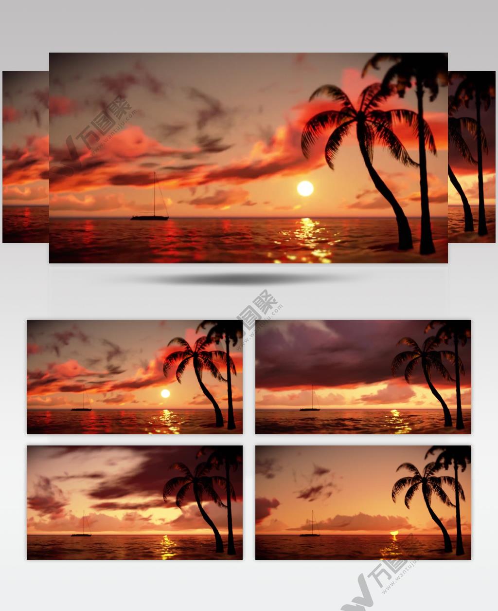 沙滩椰树 款A19125唯美夕阳椰树有音乐_batch led视频背景下载