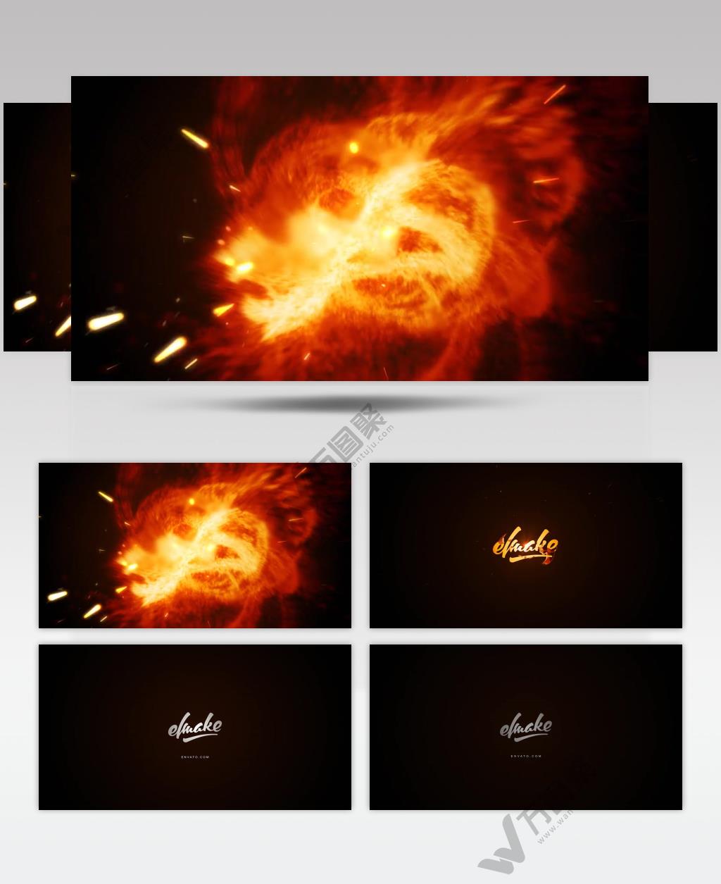 AE：火焰汇聚文字Logo动画ae特效素材下载网站