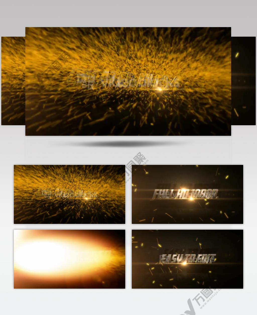 AE：火花粒子文字特效展示 ae特效素材15 文字动画视频ae模板