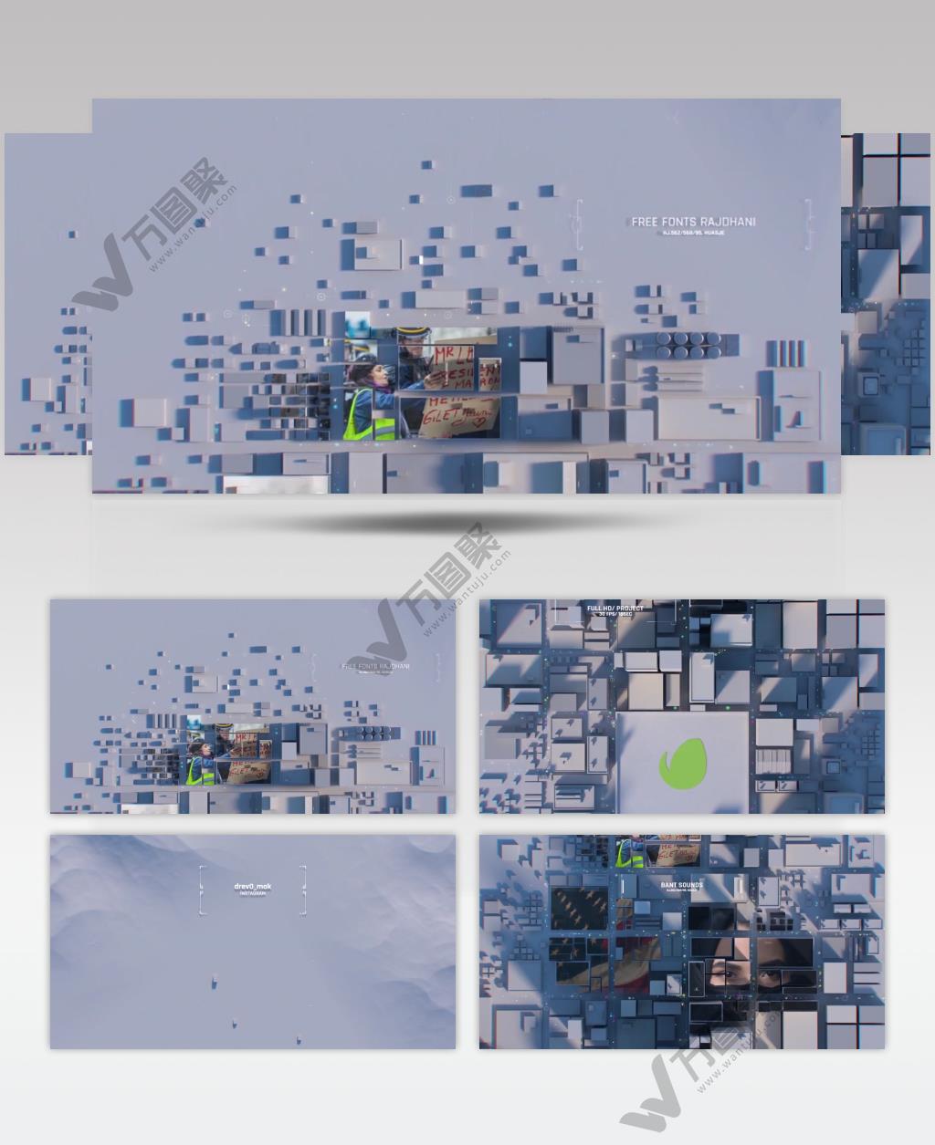 AE：俯瞰科技感抽象城市图片开场ae特效素材下载网站