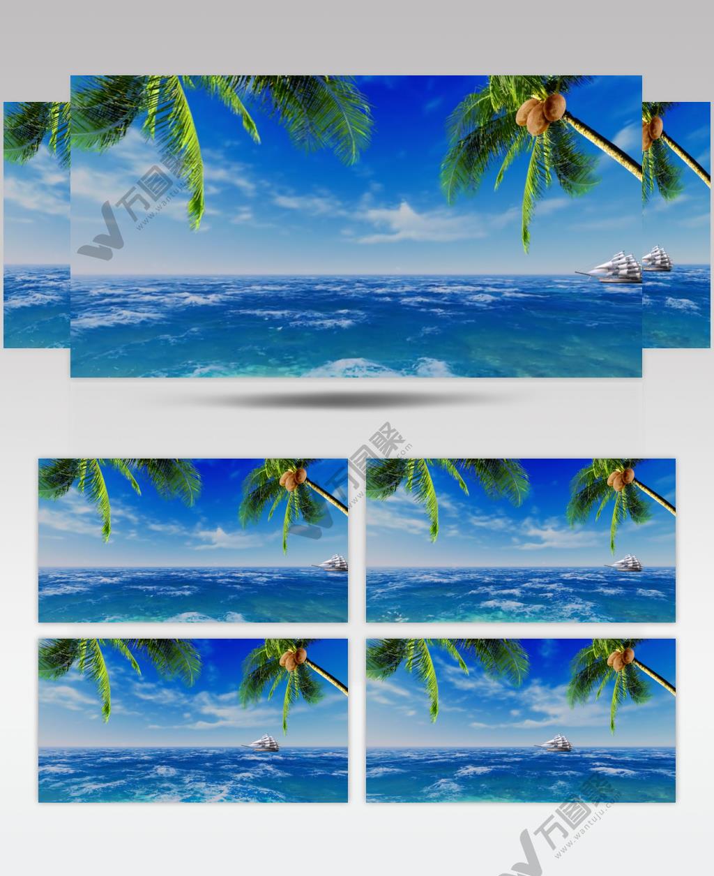 沙滩椰树 款A19119蓝色海洋椰树无音乐_batch led视频背景下载