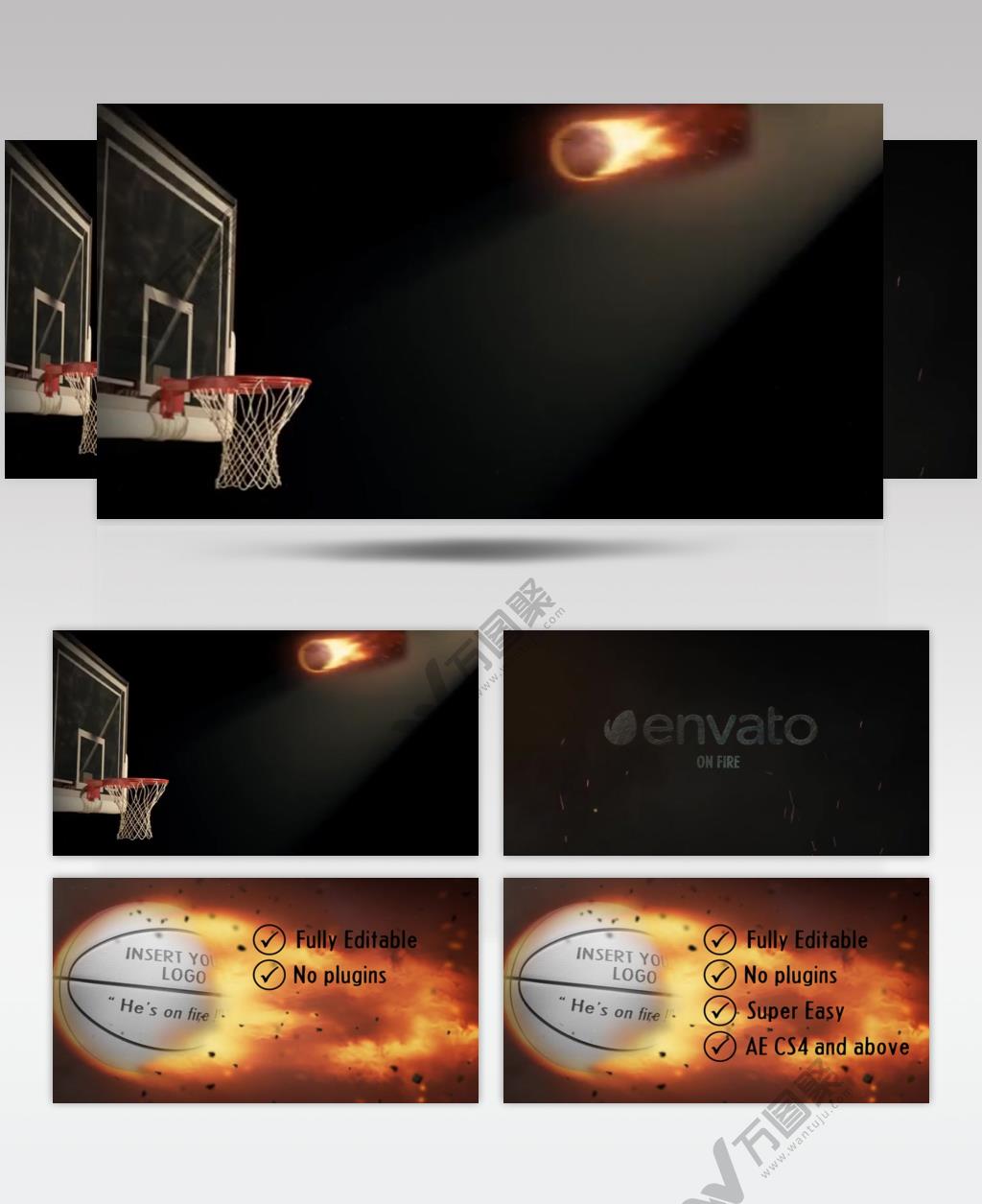 11065 篮球火焰标志动画 ae特效下载 AE视频特效 LOGO标志ae源文件