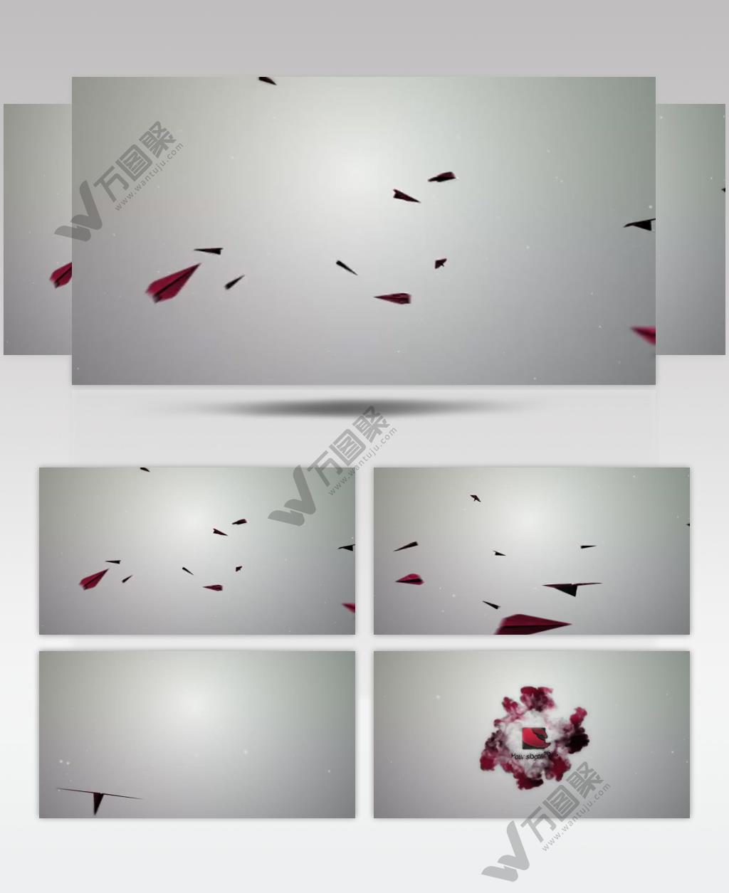 AE：纸飞机水墨标志展示模板 ae素材15 水墨ae模版 中国元素ae 水墨ae动画视频