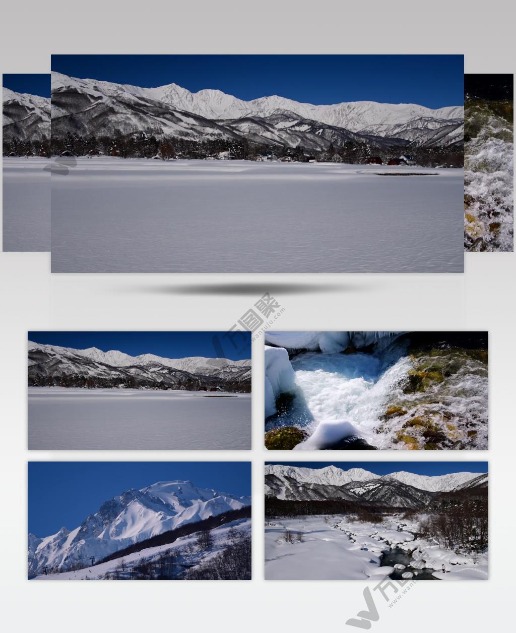 ［4K］ 高原雪景4 4K片源 超高清实拍视频素材 自然风景山水花草树木瀑布超清素材