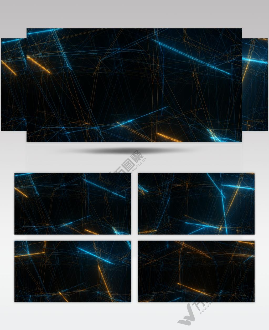 一种抽象的线框栅极分形光射线运动背景。