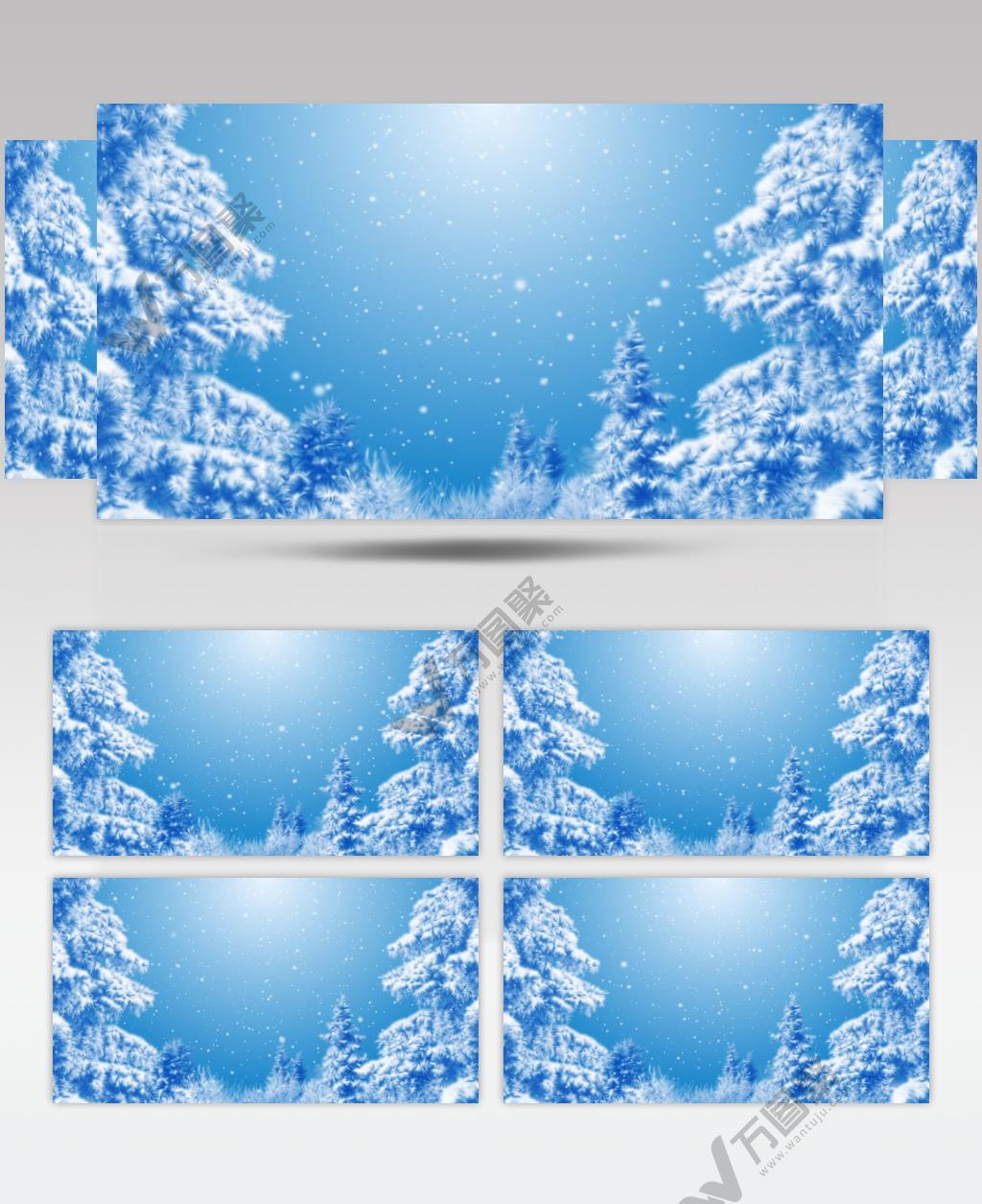 冬景落雪蓝色背景视频素材