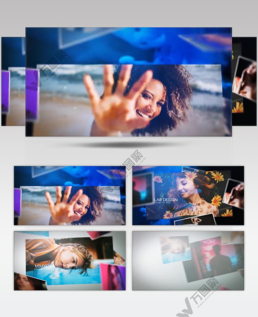 AE 15276 漂浮照片向下切换幻灯片 ae素材源文件