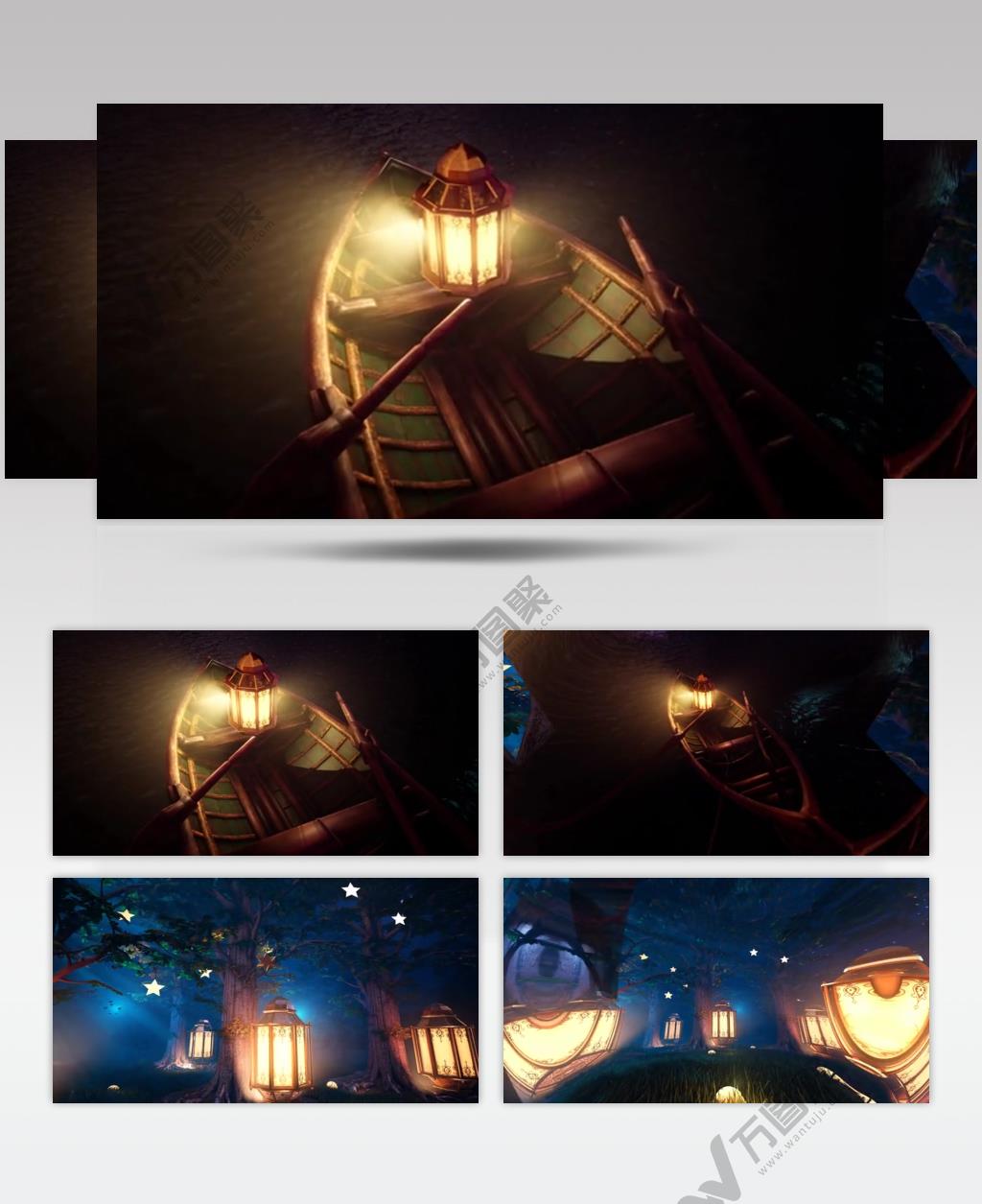 AE 15162 幻想灯船森林 ae素材