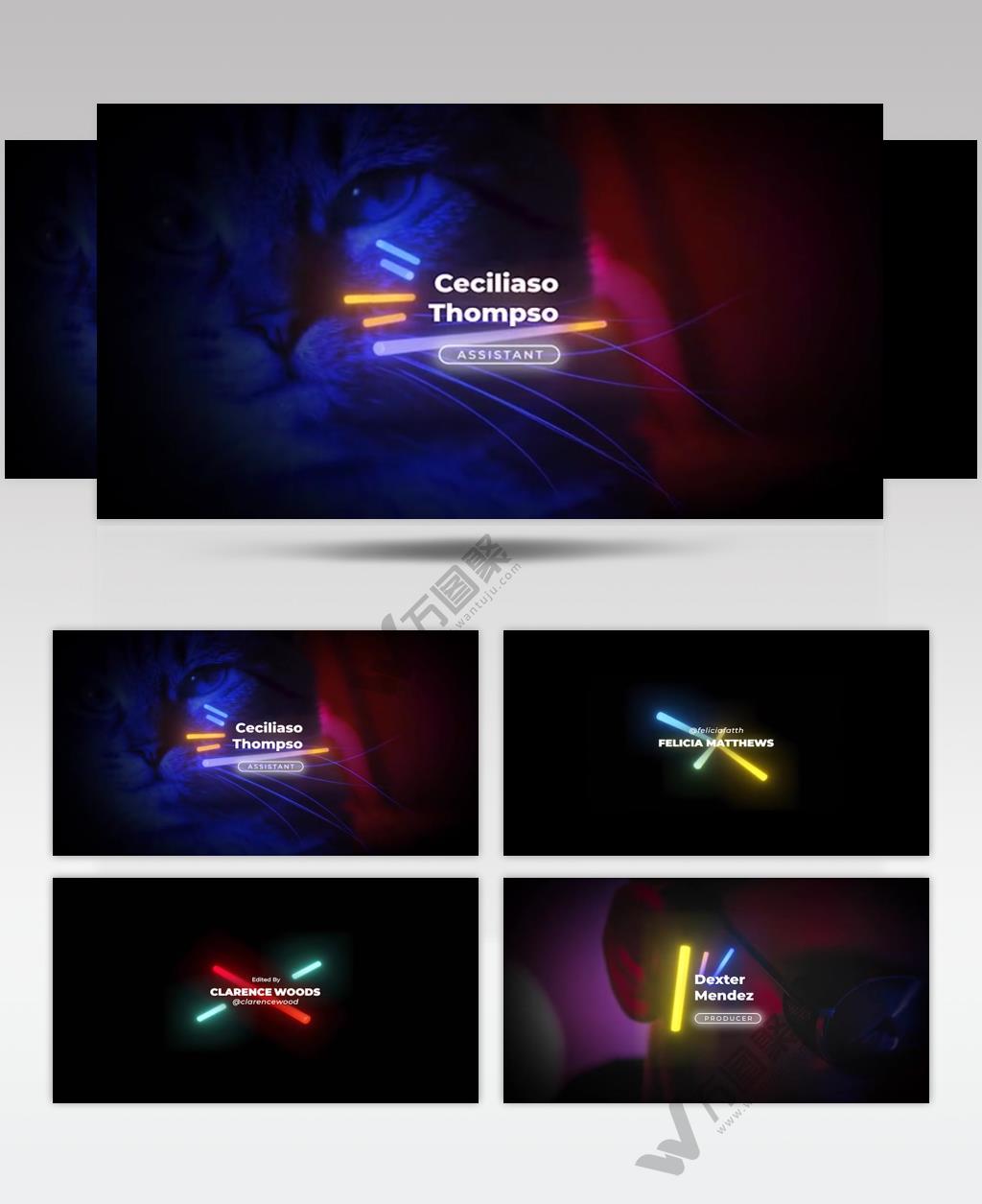 AE 15394 霓虹光效标题展示 ae素材源文件