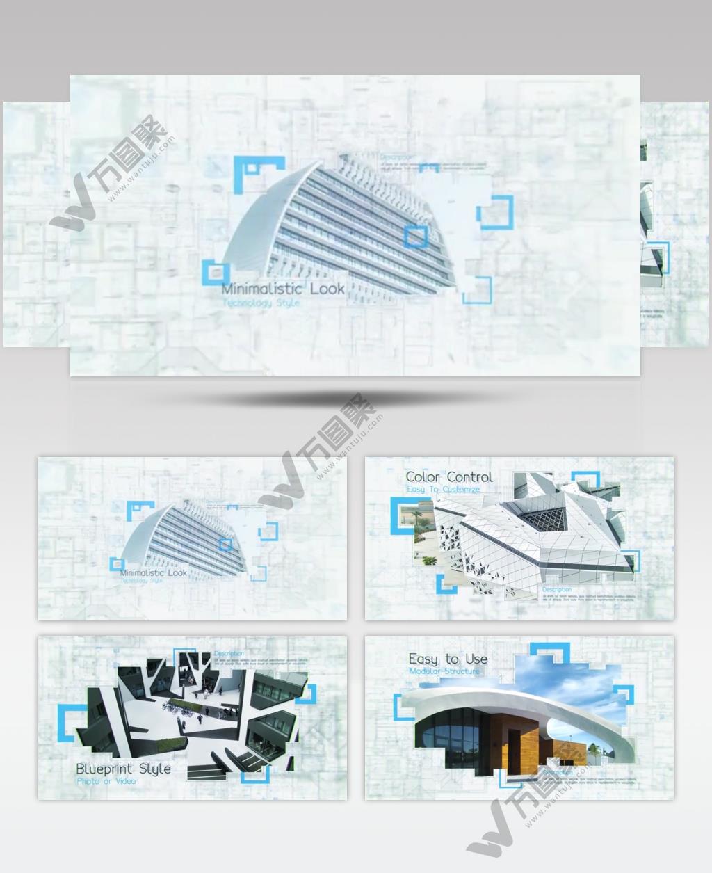 AE 15624 建筑草图幻灯片 ae素材源文件