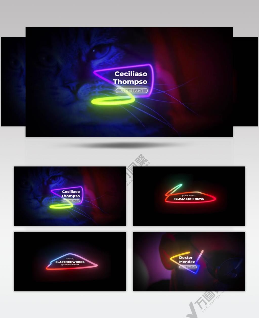 AE 15395 霓虹光效标题展示 ae素材源文件