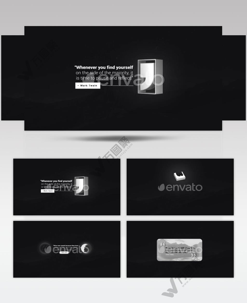 AE 17503 独特引号标题展示 ae素材源文件