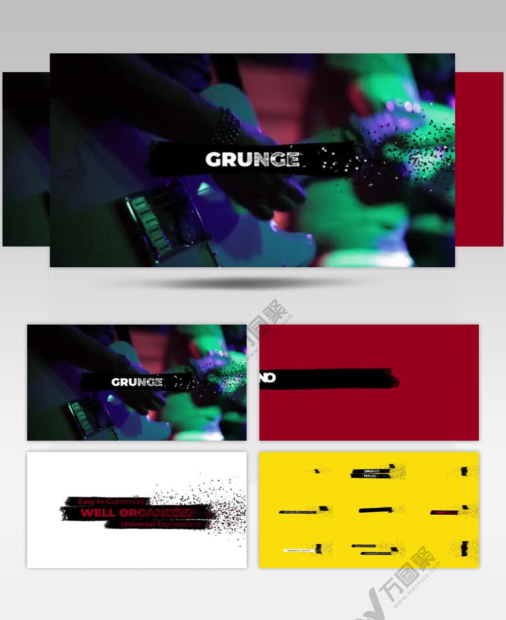 AE 17475 碎屑杂渍效果标题 ae素材源文件