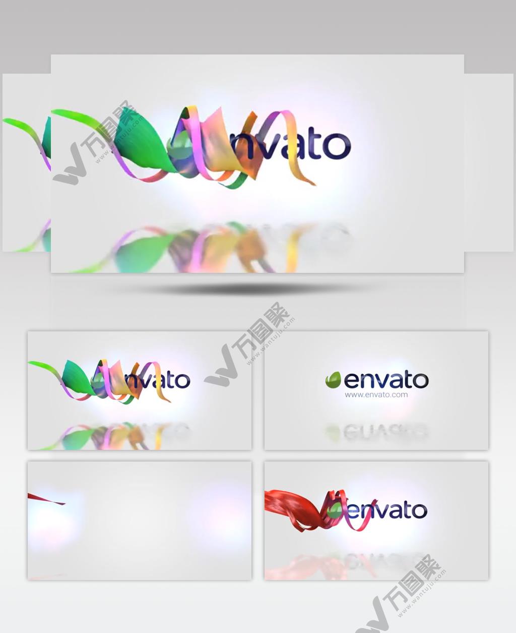 16225 彩带标志动画 ae模版源文件ape素材