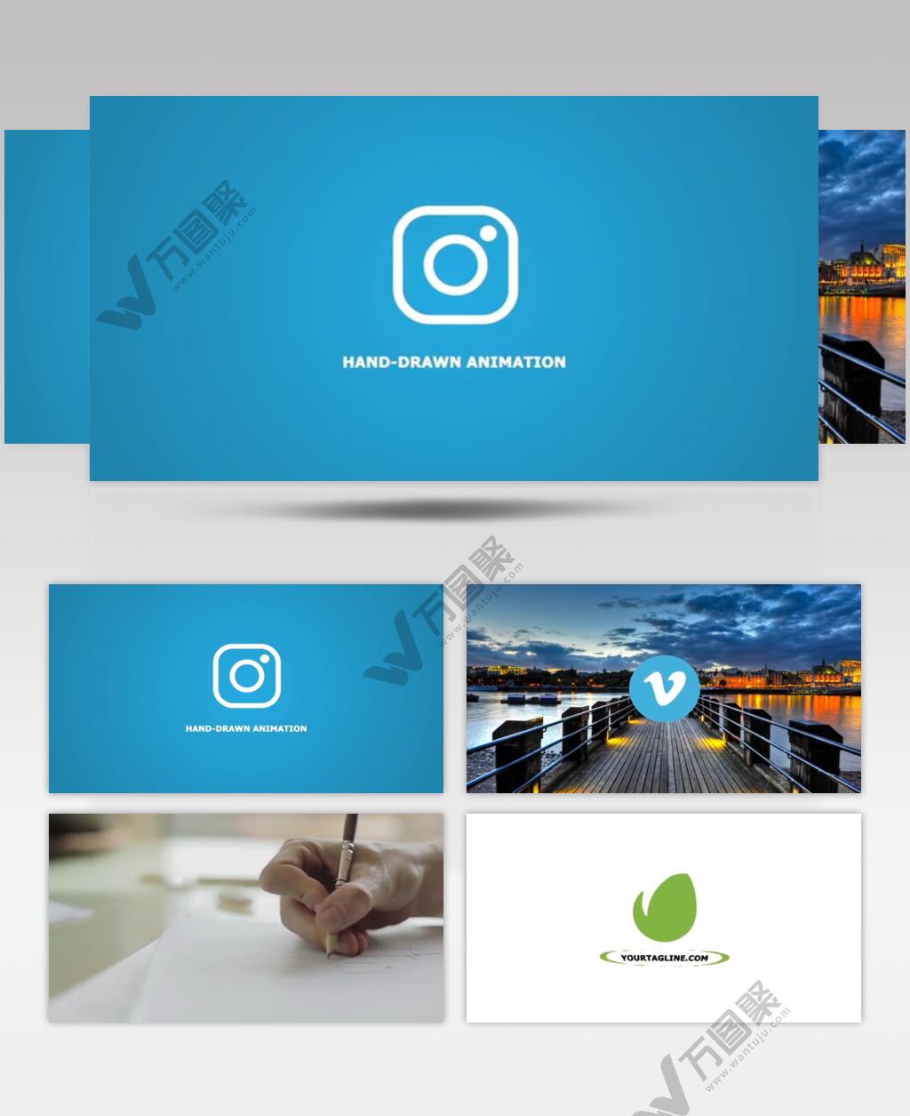 16102 简洁流体标志 ae模版源文件ape素材