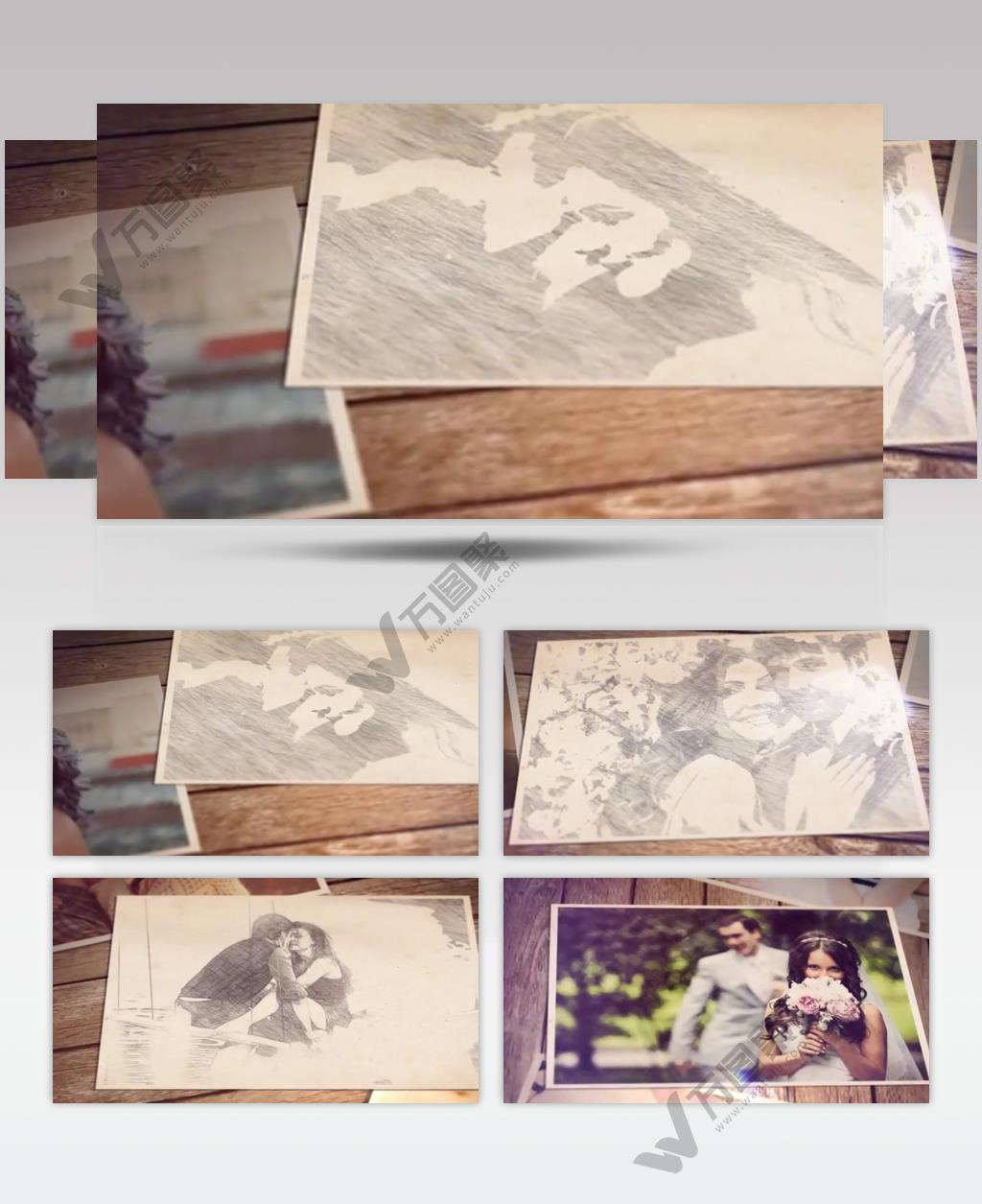 AE 16687 浪漫素描效果照片展示 ae素材源文件