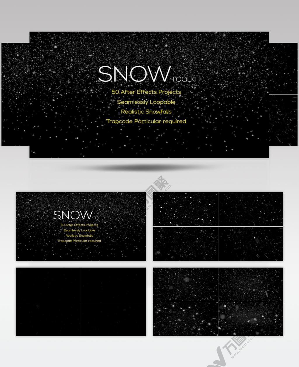 AE 17362 下雪飘雪花工程动画 ae素材源文件