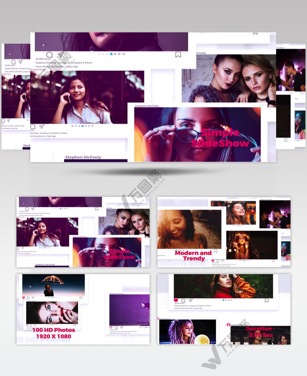 AE 17391 影客照片墙幻灯片 ae素材源文件