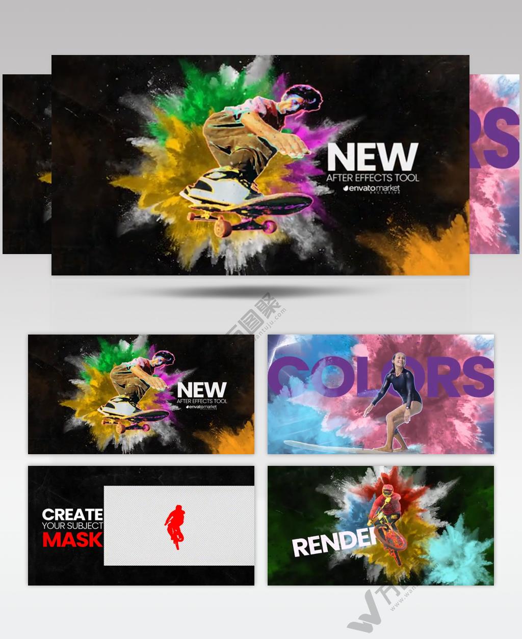 AE 16457 彩色爆破效果 ae素材源文件