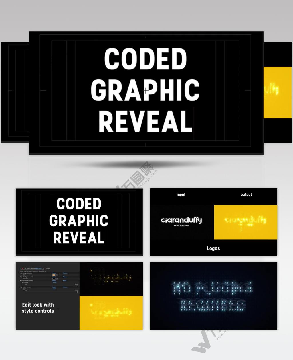 16206 编码文本标志 ae模版源文件ape素材