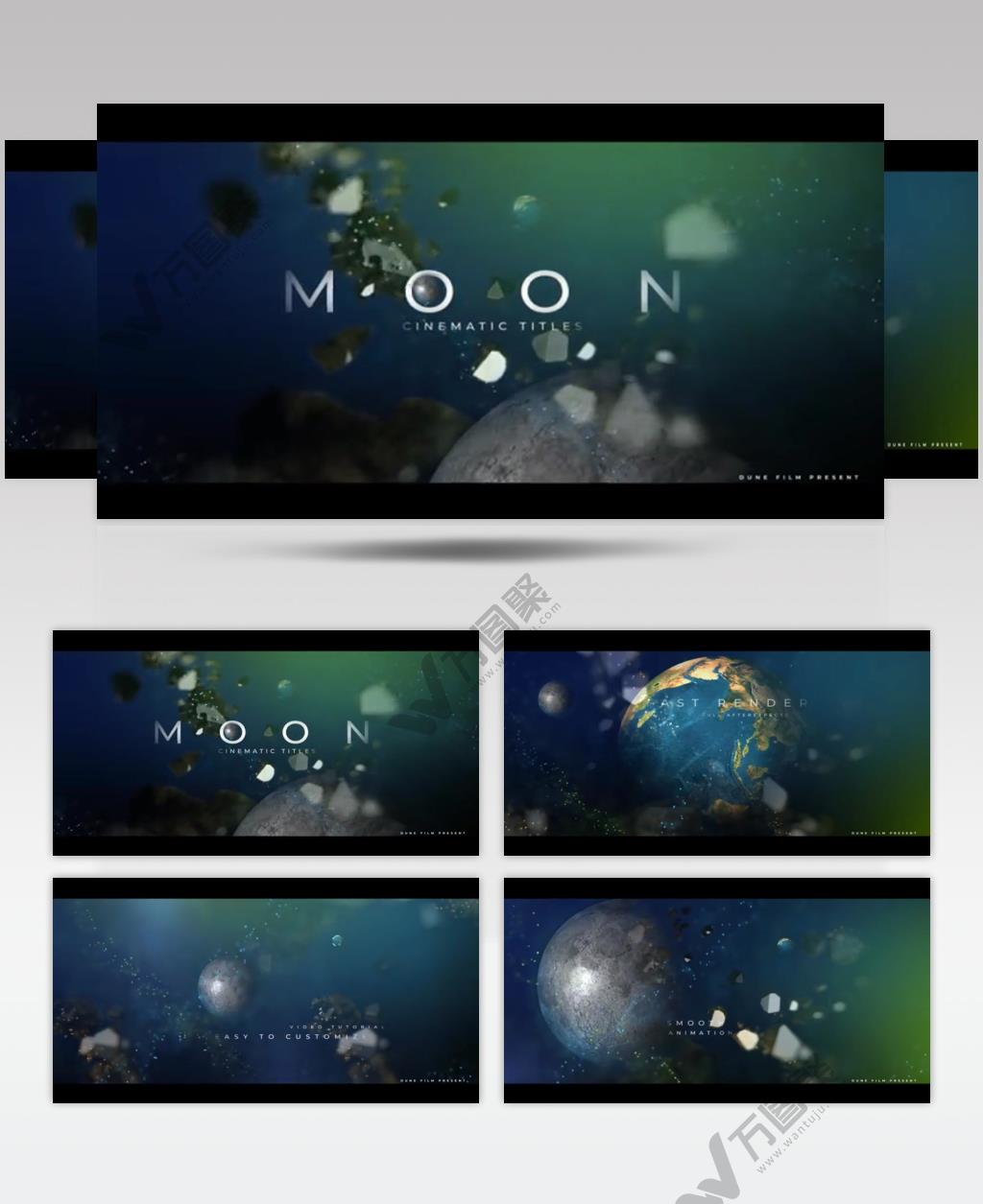 AE 16820 梦幻月球标题展示 ae素材源文件