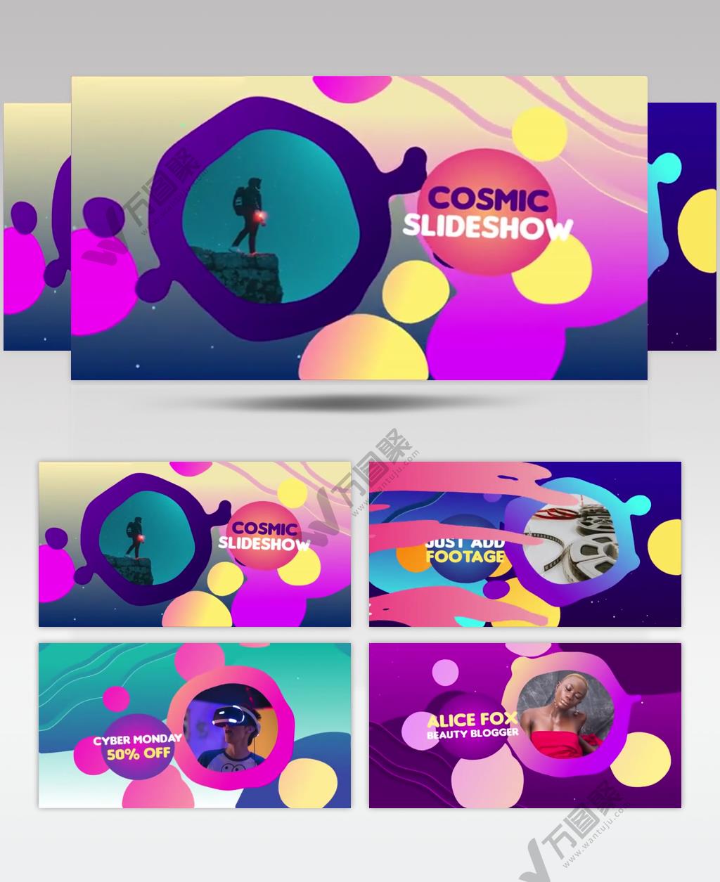 AE 17343 流体多彩幻灯片 ae素材源文件