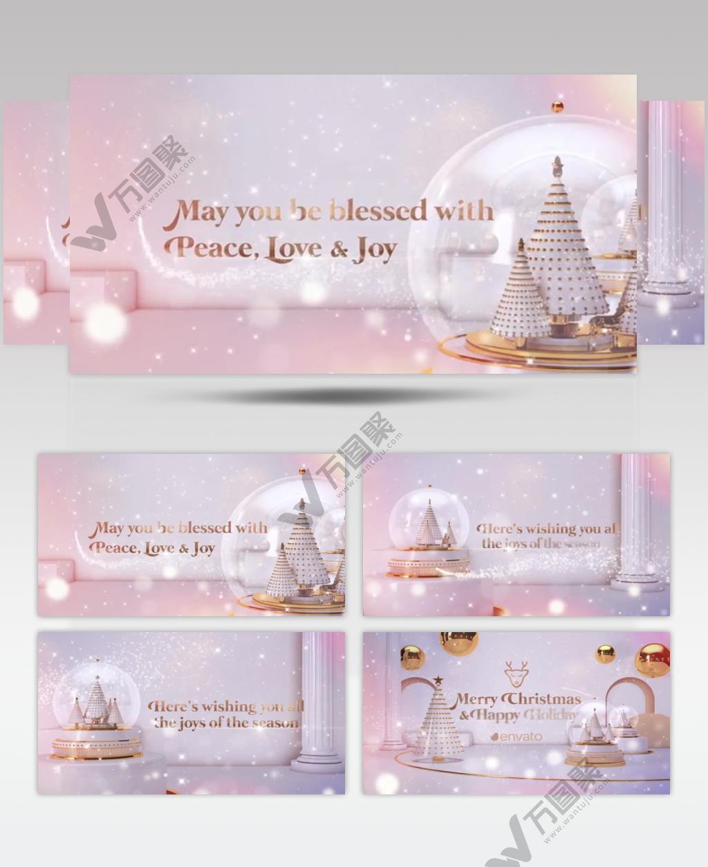 AE 16819 白色圣诞贺卡 ae素材源文件