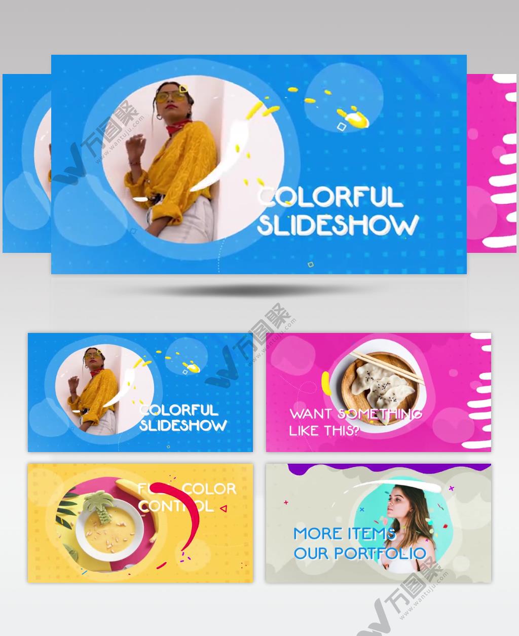 AE 15858 彩色流体幻灯片 ae素材源文件