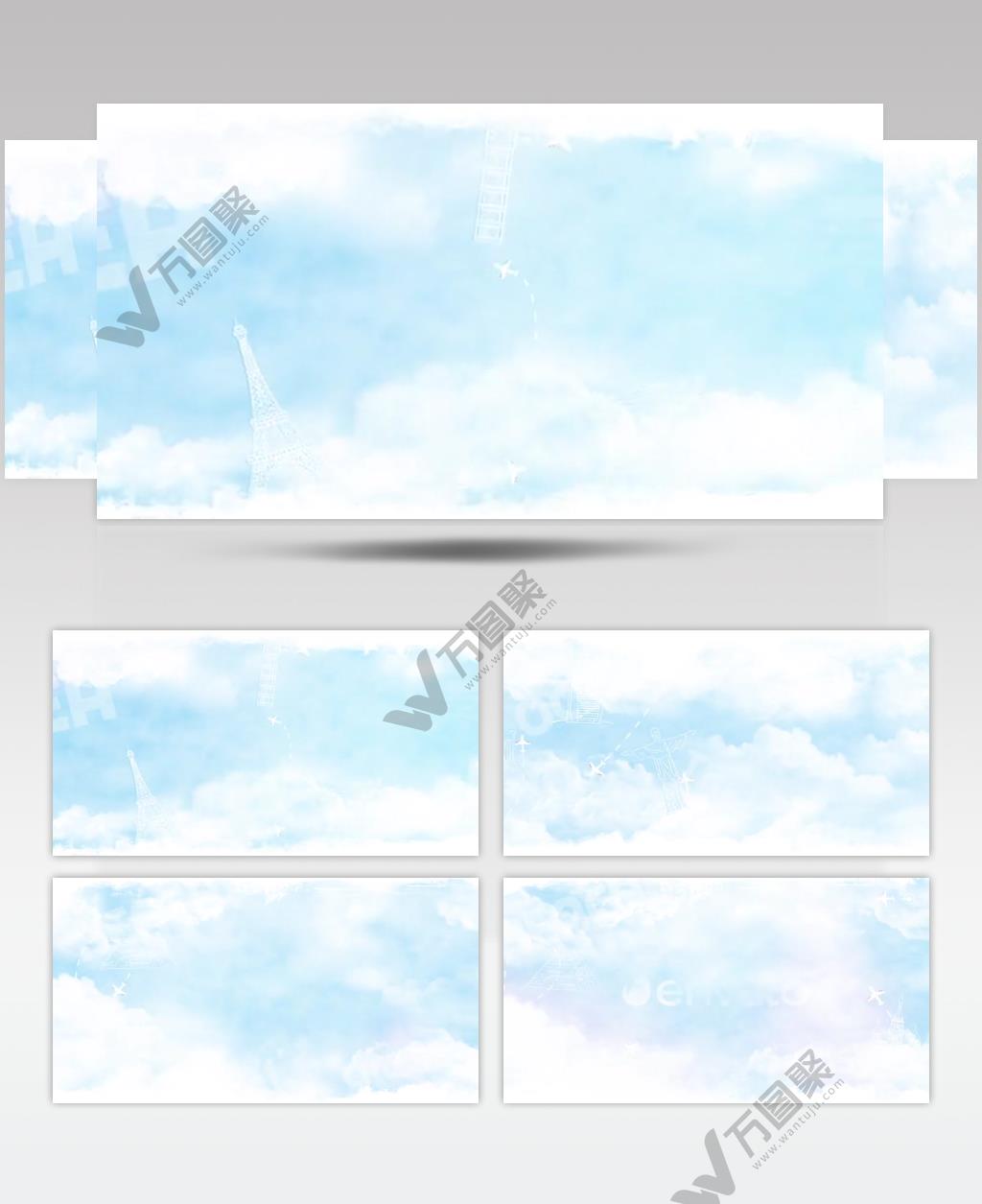16020 天空云层飞机旅行标志 ae模版源文件ape素材