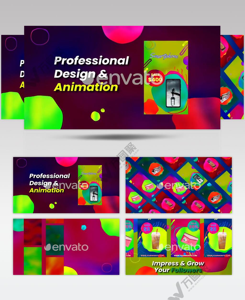 AE 17289 手机端彩色视频展示 ae素材源文件