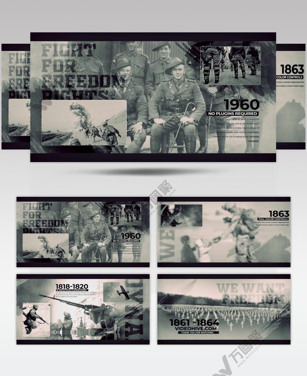 AE 16091 历史幻灯片 ae素材源文件