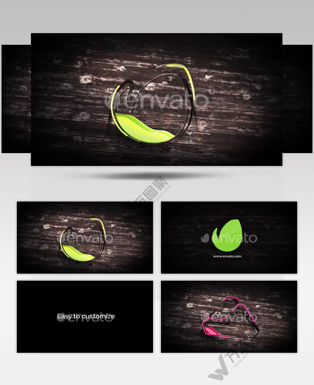 AE 16653 木板背景标志展示