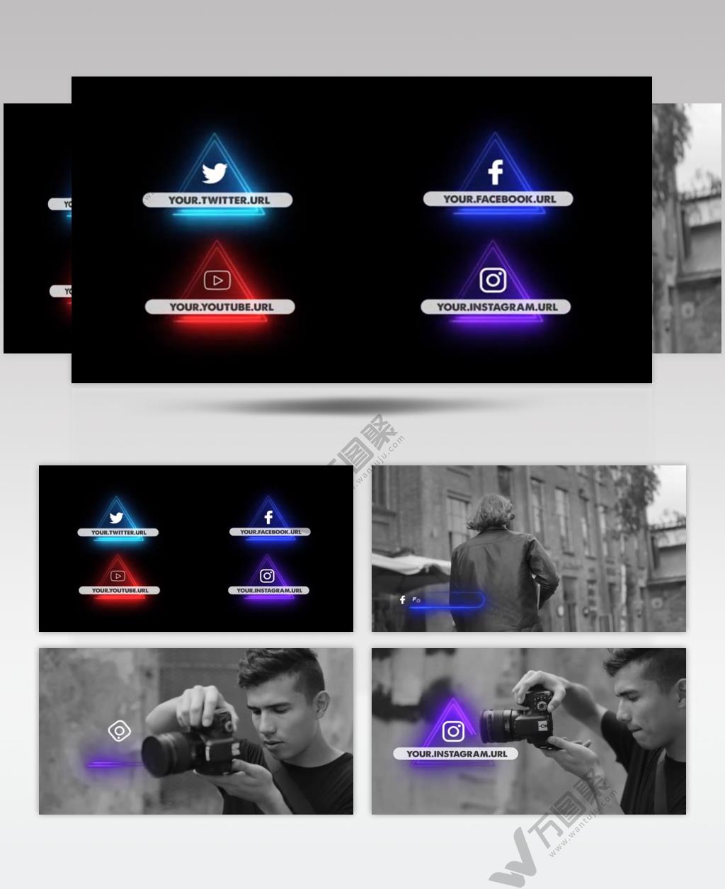 15272 霓虹媒体图标字幕 文字字幕素材