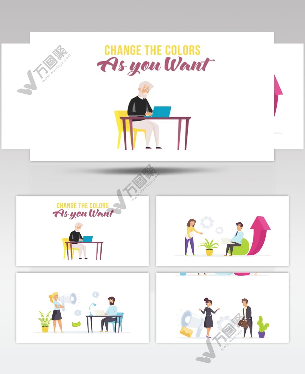 AE 16681 数字营销卡通情景模版下载网站